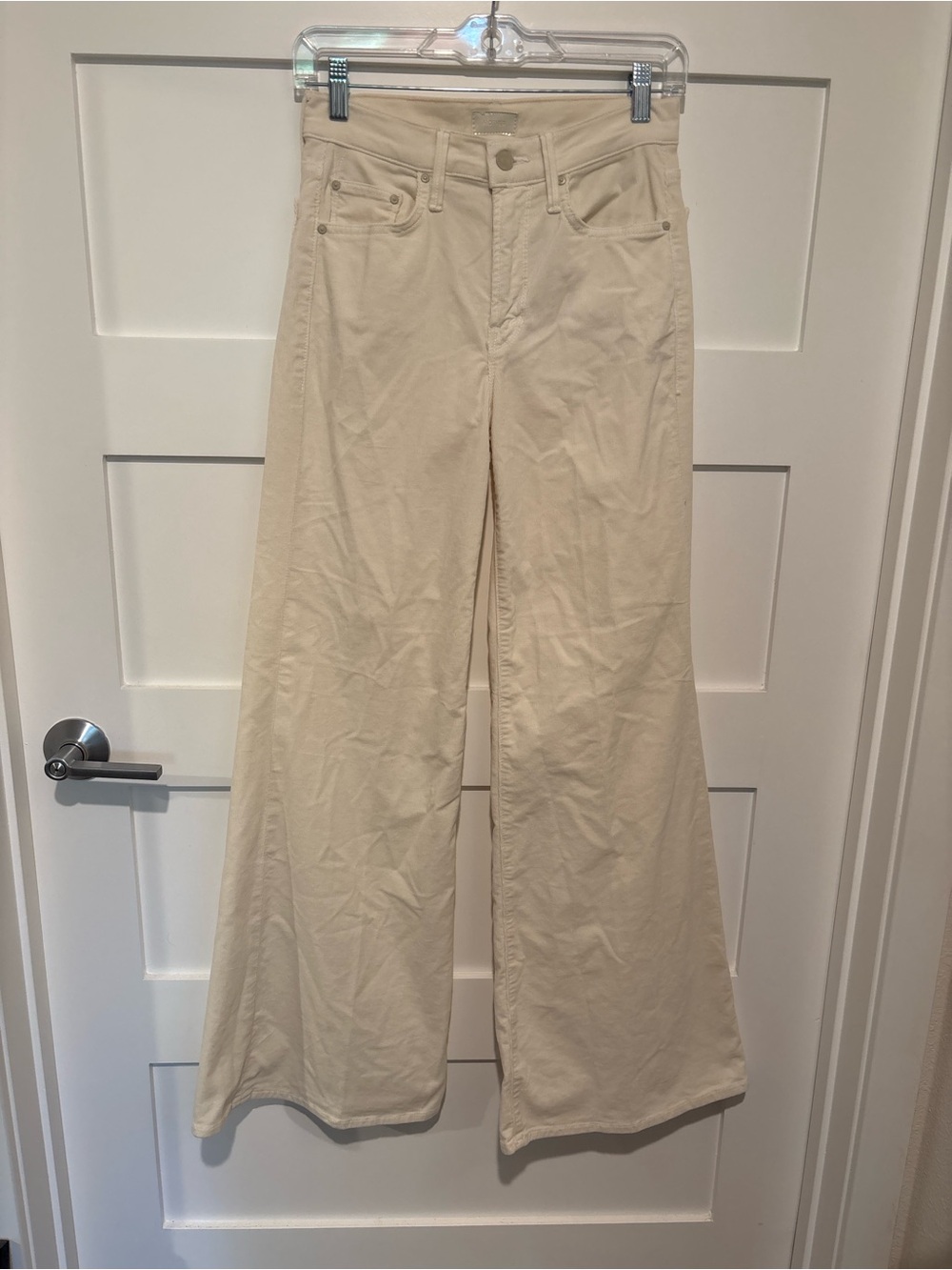 MOTHER Flared Cream Corduroy Fall Pants